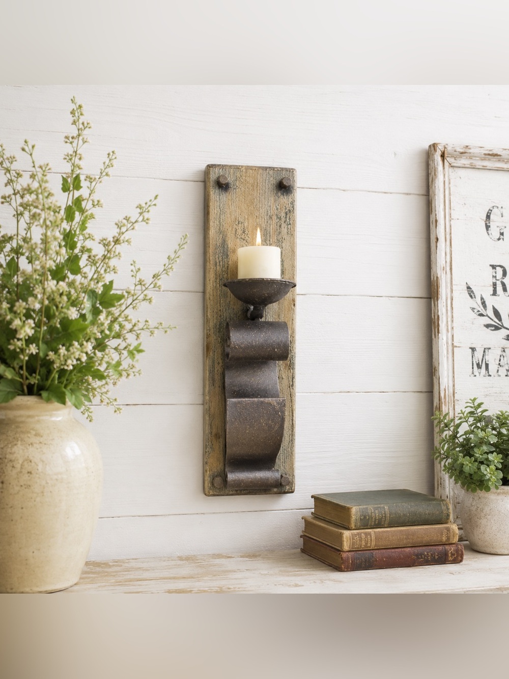 Anthropologie Rustic Metal Wall Sconce.